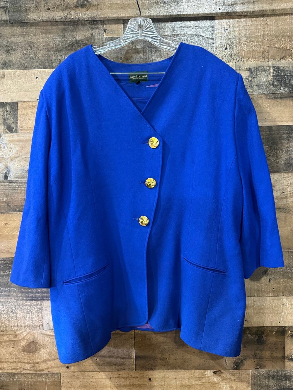 Harve Benard Womens Vintage Royal Blue Skirt/ Suit Set - Gold Accent Buttons-26W